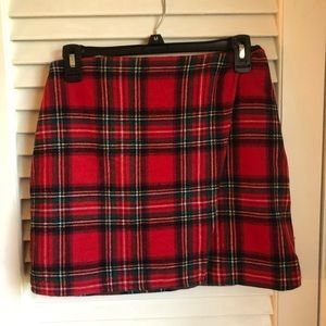 Red Plaid Wrap Skirt